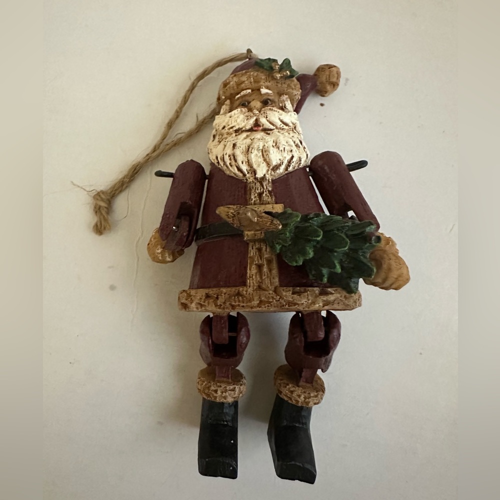 Woodlook Ornaments Jointed Santa
Bear with Present Scarf 
Christmas Ornament